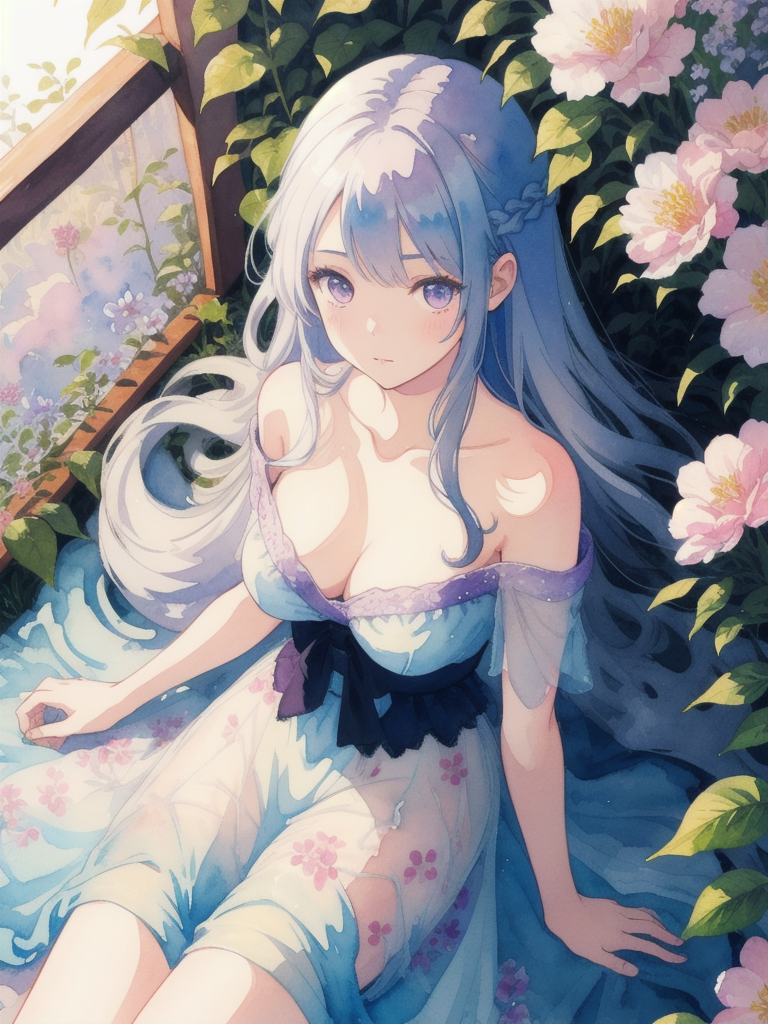水彩画風美少女